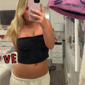 Urban Outfitters Black Ribbed Strapless Crop Top